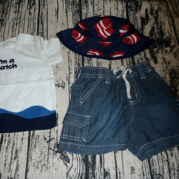 Gymboree Pelican Catch 3-6 Month Shorts Shirt Hat Outfit NWT - Picture 3 of 3